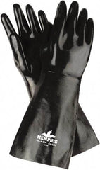 MCR Safety - Size L (9), 18" Long, 31 mil Thick, Supported, Neoprene Chemical Resistant Gloves - Smooth Finish, Interlock Fabric Lined, Black - Industrial Tool & Supply