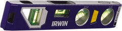 Irwin - Magnetic 9" Long 4 Vial Torpedo Level - Aluminum/Die Cast, Blue, 1 22.5°, 1 45°, 1 Level & 1 Plumb Vials - Industrial Tool & Supply