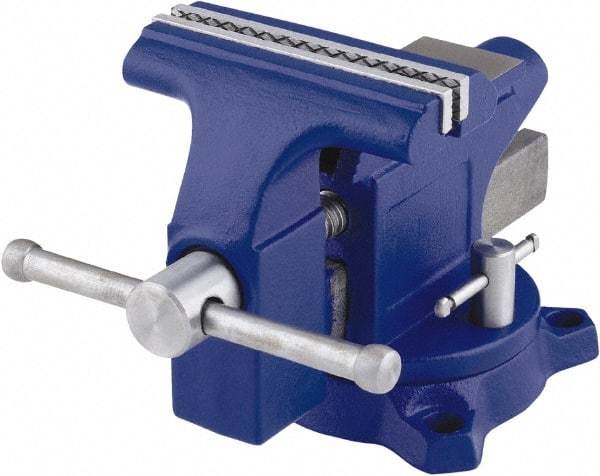 Irwin - 4-1/2" Jaw Width, 3" Opening Capacity, 2-3/8" Throat Depth, Steel Swivel Bench Vise - Bolt Down Base Attachment, Anvil - Industrial Tool & Supply