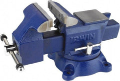 Irwin - 4-1/2" Jaw Width, 4" Opening Capacity, 2-3/8" Throat Depth, Steel Stationary Bench Vise - Bolt Down Base Attachment, Anvil - Industrial Tool & Supply