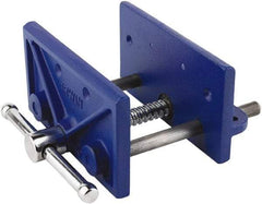 Irwin - 6-1/2" Jaw Width, 4-1/2" Jaw Opening, 2" Throat Depth, Woodworking Vise - Standard Spindle - Industrial Tool & Supply