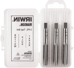 Irwin Hanson - M10x1.00 Metric, 4 Flute, Bottoming, Plug & Taper, Bright Finish, Carbon Steel Tap Set - Right Hand Cut, 2B Class of Fit, Series Hanson - Industrial Tool & Supply