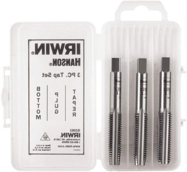 Irwin Hanson - 3/8-24 UNF, 4 Flute, Bottoming, Plug & Taper, Bright Finish, Carbon Steel Tap Set - Right Hand Cut, 2B Class of Fit, Series Hanson - Industrial Tool & Supply