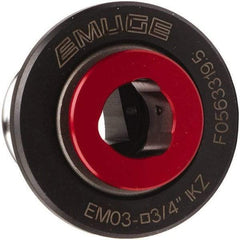 Emuge - 0.323" Tap Shank Diam, 0.242" Tap Square Size, #3 Tapping Adapter - 0.43" Projection, 1-7/16" Tap Depth, 1.81" OAL, 1.22" Shank OD, Through Coolant, Series EM03 - Exact Industrial Supply