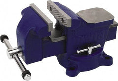 Irwin - 4" Jaw Width, 3" Opening Capacity, 2-13/64" Throat Depth, Steel Swivel Bench Vise - Bolt Down Base Attachment, Anvil - Industrial Tool & Supply