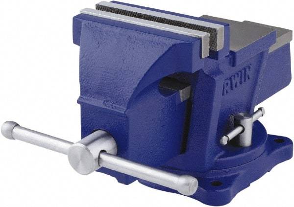 Irwin - 4" Jaw Width, 3" Opening Capacity, 2-3/8" Throat Depth, Steel Swivel Bench Vise - Bolt Down Base Attachment, Anvil - Industrial Tool & Supply