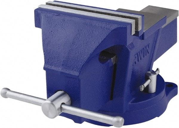 Irwin - 6" Jaw Width, 4-57/64" Opening Capacity, 3" Throat Depth, Steel Swivel Bench Vise - Bolt Down Base Attachment, Anvil - Industrial Tool & Supply