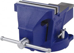 Irwin - 6" Jaw Width, 4-57/64" Opening Capacity, 3" Throat Depth, Steel Swivel Bench Vise - Bolt Down Base Attachment, Anvil - Industrial Tool & Supply