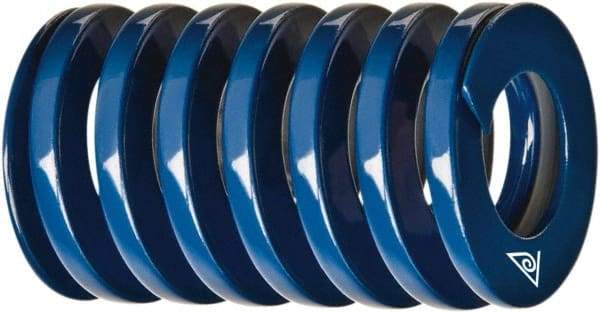 Associated Spring Raymond - 1-1/4" Hole Diam, 5/8" Rod Diam, 10" Free Length, Blue Die Spring - 501 Lb Max Deflection, 4.3898" Max Deflection, Medium Duty, Chromium Alloy Steel - Industrial Tool & Supply