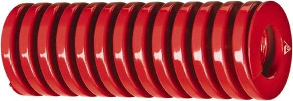Associated Spring Raymond - 2" Hole Diam, 1" Rod Diam, 4-1/2" Free Length, Red Die Spring - 2007 Lb Max Deflection, 1.6378" Max Deflection, Heavy Duty, Chromium Alloy Steel - Industrial Tool & Supply