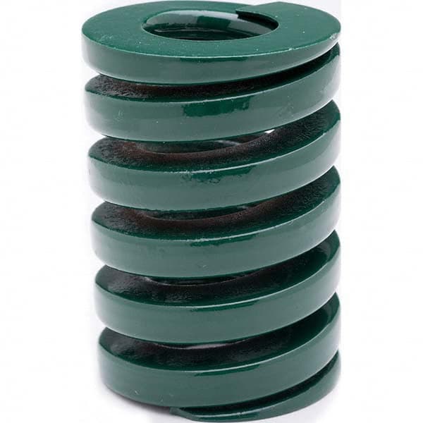 Associated Spring Raymond - 18mm Hole Diam, 9mm Rod Diam, 80mm Free Length, Green Die Spring - Industrial Tool & Supply