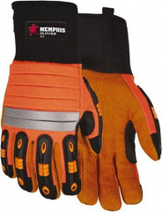 MCR Safety - Size 2XL Synthetic Blend General Protection Work Gloves - For Work & Driver, Uncoated, Slip-On Cuff, Black/Hi-Vis Orange, Paired - Industrial Tool & Supply