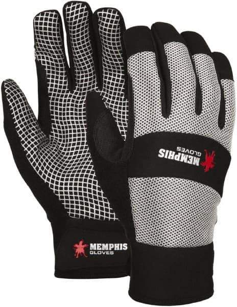 MCR Safety - Size M Synthetic Blend General Protection Work Gloves - For Work & Driver, Adjustable Closure Cuff, Black/White, Paired - Industrial Tool & Supply