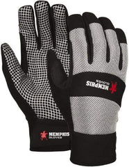 MCR Safety - Size M Synthetic Blend General Protection Work Gloves - For Work & Driver, Adjustable Closure Cuff, Black/White, Paired - Industrial Tool & Supply