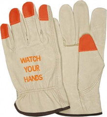 MCR Safety - Size 2XL General Protection Work Gloves - For Work & Driver, Uncoated, Beige/Orange, Paired - Industrial Tool & Supply
