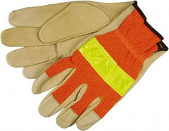MCR Safety - Size XL General Protection Work Gloves - For General Purpose, Uncoated, Tan/Hi-Vis Orange, Paired - Industrial Tool & Supply