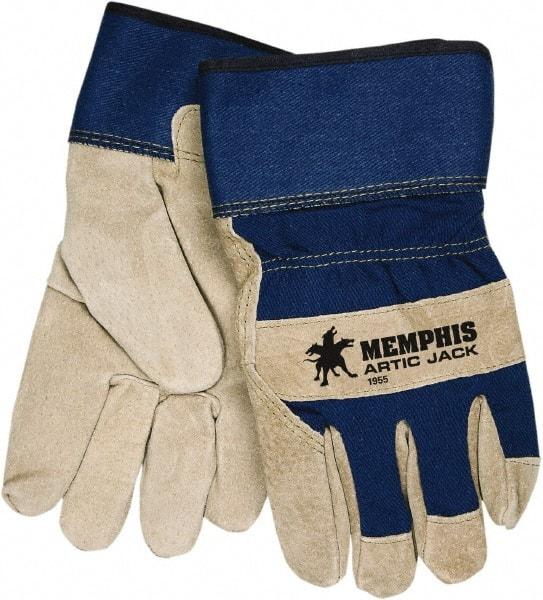 MCR Safety - Size XL Pigskin Cold Protection Work Gloves - For General Purpose, Uncoated, Safety Cuff, Blue/Natural, Paired - Industrial Tool & Supply