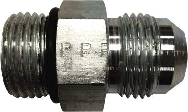 Parker - 1/4" Tube OD, 37° Stainless Steel Flared Tube Straight Thread Connector - 3/4 UNF, Flare x SAE-ORB Ends - Industrial Tool & Supply