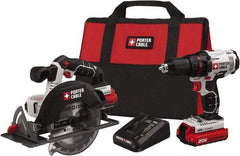 Porter-Cable - 20 Volt Cordless Tool Combination Kit - Includes Drill/Driver & Circular Saw, Lithium-Ion Battery Included - Industrial Tool & Supply