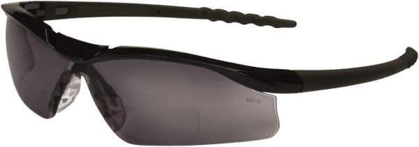 MCR Safety - +1, Gray Lenses, Scratch Resistant, Framed Magnifying Safety Glasses - Size Universal, Wrap Around, Black Frame - Industrial Tool & Supply