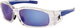 MCR Safety - Blue Mirror Lenses, Framed Safety Glasses - Scratch Resistant, Size Universal, Wrap Around - Industrial Tool & Supply