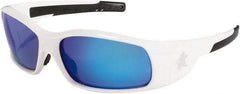 MCR Safety - Blue Mirror Lenses, Framed Safety Glasses - Scratch Resistant, Size Universal, Wrap Around - Industrial Tool & Supply