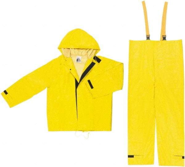 MCR Safety - Size 3XL, Yellow, Rain Two Piece Suit - Attached Hood, Take Up Snaps Ankle, Take Up Snaps Wrist - Industrial Tool & Supply