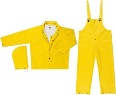 MCR Safety - Size M, Yellow, Rain Encapsulated Suit - Detachable Hood, Take Up Snaps Ankle, Take Up Snaps Wrist - Industrial Tool & Supply