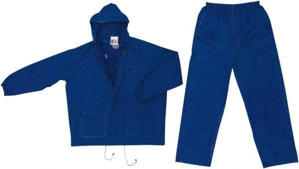 MCR Safety - Size L, Blue, Rain, Disposable Encapsulated Suit - Attached Hood, Elastic Wrist - Industrial Tool & Supply