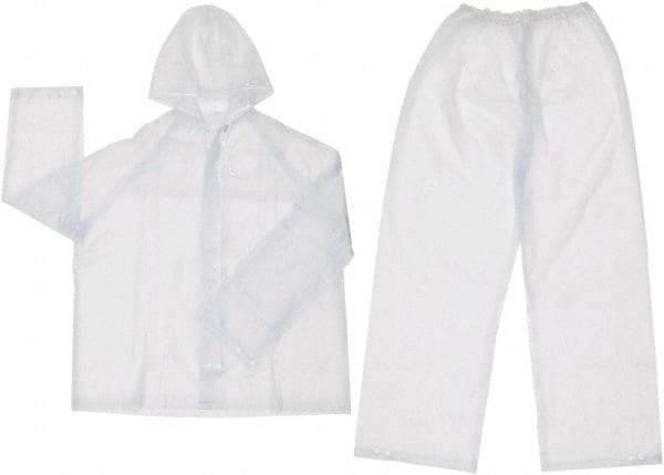 MCR Safety - Size L, Clear, Rain, Disposable Encapsulated Suit - Attached Hood, Take Up Snaps Ankle, Take Up Snaps Wrist - Industrial Tool & Supply