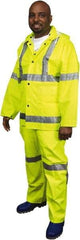 MCR Safety - Size S, High Visibility Lime, Rain, Disposable Encapsulated Suit - Detachable Hood, Take Up Snaps Ankle, Take Up Snaps Wrist - Industrial Tool & Supply