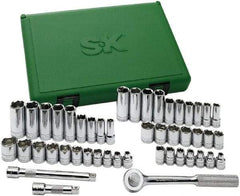 SK - 49 Piece 3/8" Drive Standard Deep Socket Set - 6 Points, 1/4 to 7/8", 6 to 19mm, Inch/Metric Measurement Standard - Industrial Tool & Supply