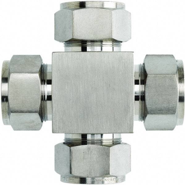 Brennan - 1/4" OD, Stainless Steel Union Cross - All Comp Ends - Industrial Tool & Supply