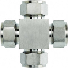 Brennan - 1/4" OD, Stainless Steel Union Cross - All Comp Ends - Industrial Tool & Supply