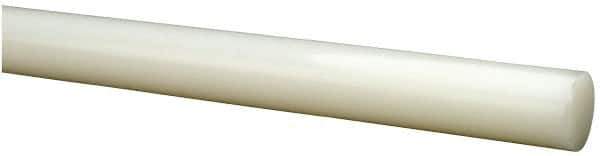 Value Collection - 8' Long, 5/8" Diam, Polyethylene (HDPE) Plastic Rod - White - Industrial Tool & Supply