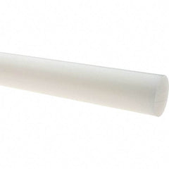 Value Collection - 8' Long, 1/4" Diam, Polyethylene (HDPE) Plastic Rod - White - Industrial Tool & Supply