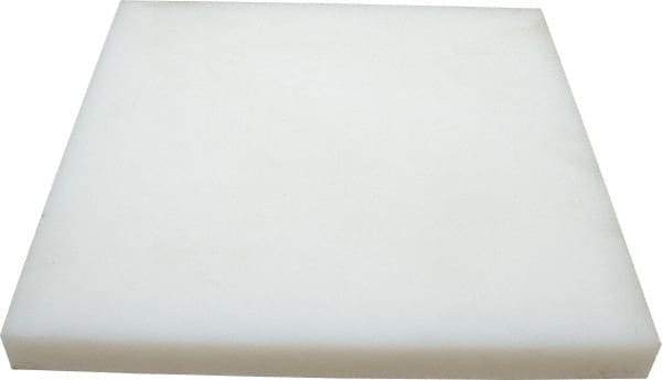 Made in USA - 1" Thick x 12" Wide x 1' Long, Polyethylene (UHMW) Sheet - White, ±0.10% Tolerance - Industrial Tool & Supply