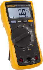 Fluke - 115, CAT III, 600 VAC/VDC, Digital True RMS Auto Ranging Manual Ranging Multimeter - 40 mOhm, Measures Voltage, Capacitance, Current, Frequency, Resistance - Industrial Tool & Supply