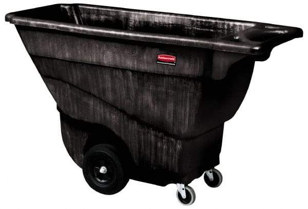 Rubbermaid - 450 Lb Load Capacity, 1/2 Cu Yd, Polyethylene Tilt Truck - 26-7/8" Wide x 57-3/8" Long x 33-7/8" High, Black - Industrial Tool & Supply