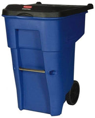 Rubbermaid - 65 Gal Blue Rectangle Trash Can - Polyethylene, 41.8" High x 32.3" Long x 25.3" Wide - Industrial Tool & Supply