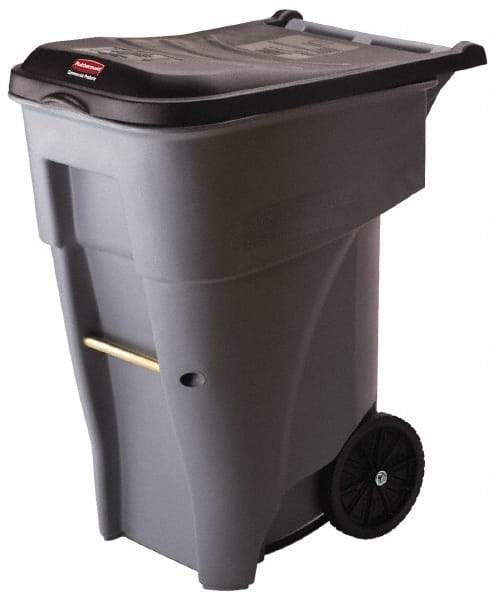 Rubbermaid - 65 Gal Gray Rectangle Trash Can - Polyethylene, 41.8" High x 32.3" Long x 25.3" Wide - Industrial Tool & Supply