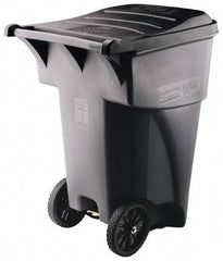 Rubbermaid - 95 Gal Gray Rectangle Trash Can - Polyethylene, 45.6" High x 35.4" Long x 27.3" Wide - Industrial Tool & Supply