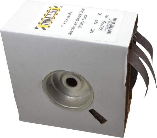 Tru-Maxx - 25 Yards x 1" 3 Piece Roll Kit - 80, 120 & 180 Grit, & Medium, Fine & Very Fine Grades - Industrial Tool & Supply