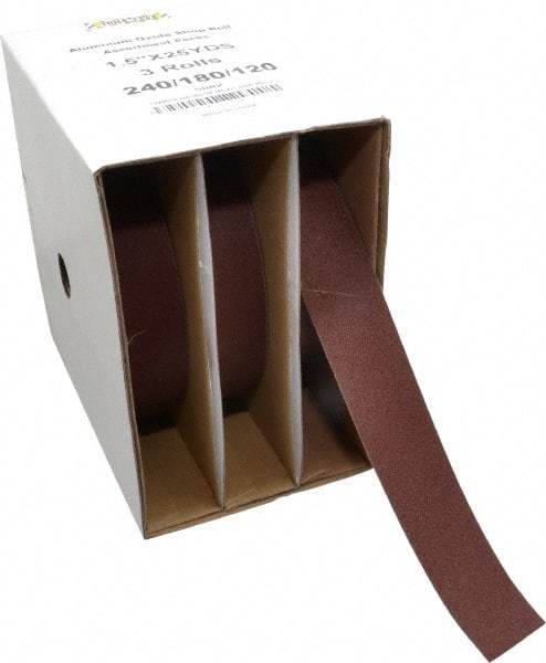Tru-Maxx - 25 Yards x 1-1/2" 3 Piece Roll Kit - 120, 180 & 240 Grit, & Fine & Very Fine Grades - Industrial Tool & Supply