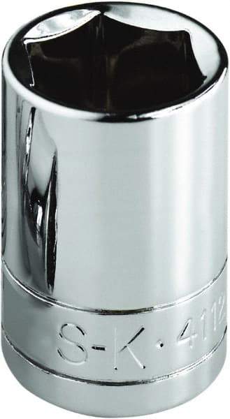 SK - 1-1/4", 1/2" Drive, Standard Hand Socket - 6 Points, Steel, Chrome Finish - Industrial Tool & Supply