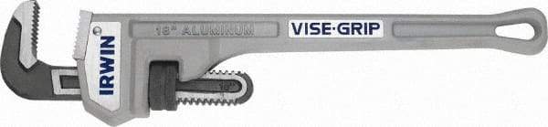 Irwin - 18" Aluminum Straight Pipe Wrench - 2-1/2" Pipe Capacity - Industrial Tool & Supply