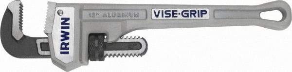 Irwin - 12" Aluminum Straight Pipe Wrench - 2" Pipe Capacity - Industrial Tool & Supply