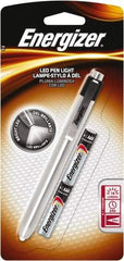 Energizer - White LED Bulb, 21 Lumens, Mini Flashlight - Silver Stainless Steel Body, 2 AAA Batteries Included - Industrial Tool & Supply