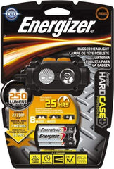 Energizer - 2 Red, Green, White LED Bulb, 160 Lumens, Hands-free Flashlight - Black, Gray Plastic Body, 3 AA Alkaline Batteries Included - Industrial Tool & Supply