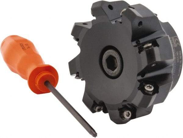 Kennametal - 3" Cut Diam, 1" Arbor Hole, 3.23mm Max Depth of Cut, 45° Indexable Chamfer & Angle Face Mill - 8 Inserts, HNGJ 0604... Insert, Right Hand Cut, 8 Flutes, Through Coolant, Series Dodeka Mini - Industrial Tool & Supply